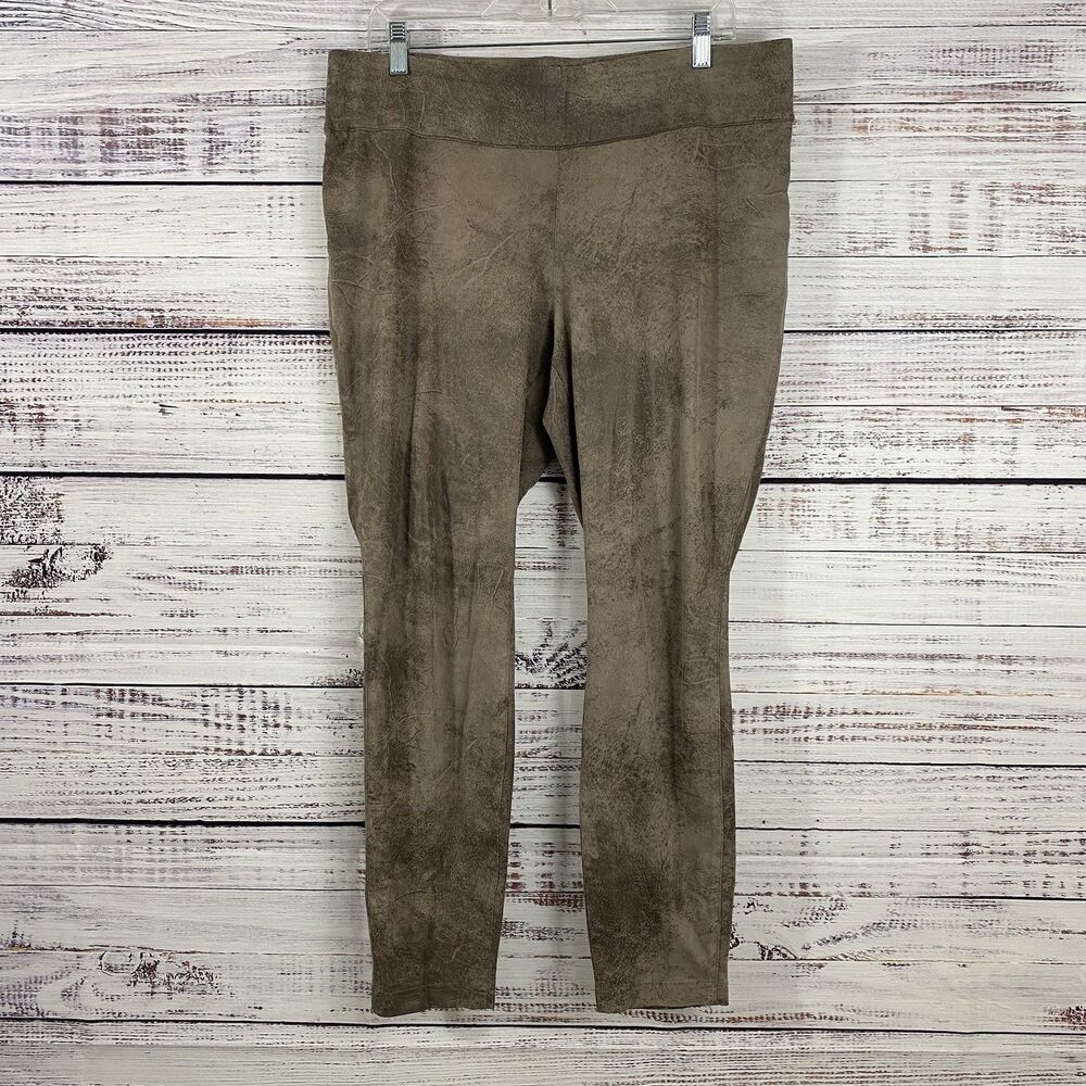Du Jour Womens Pull On Faux Suede Pull On Skinny Pants Sz 14 Brown/Beige Stretch